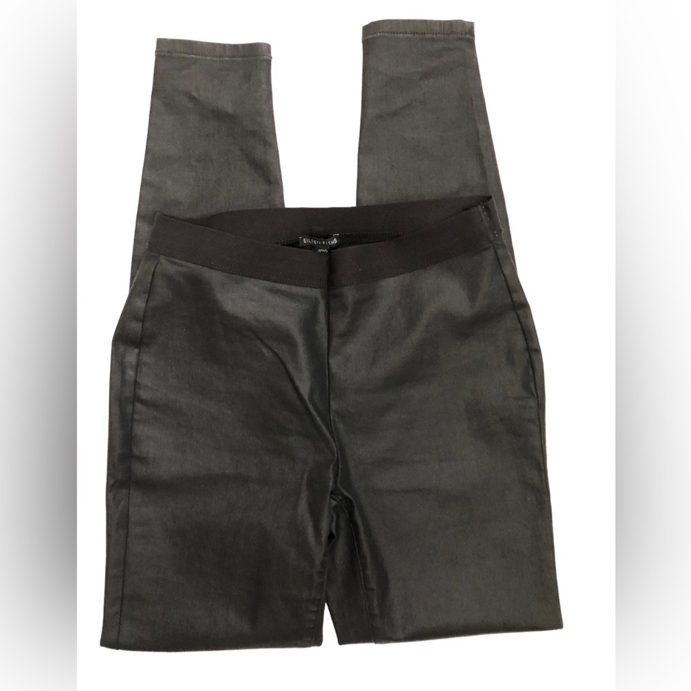 Eileen Fisher Black Coated Denim Pants Size XS Ankle Length